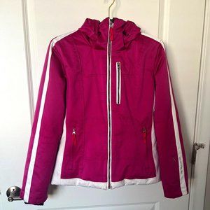 Women's Pink and White Obermeyer Snow Jacket, Size 8